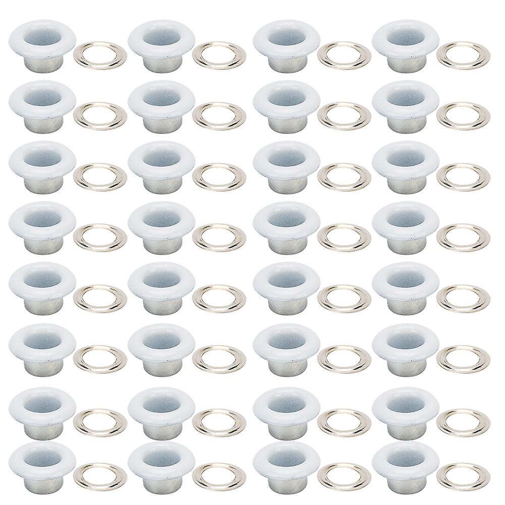 Lot de 200 œillets métalliques pour chaussures, sacs en cuir, bricolage, bouton, rivet, 6 mm, blanc