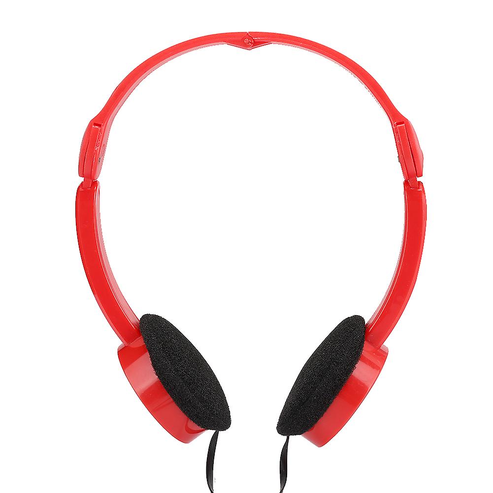 Red Foldable Wired Stereo Headset for Kids with Mic - Tangle-Free, Comfortable Design