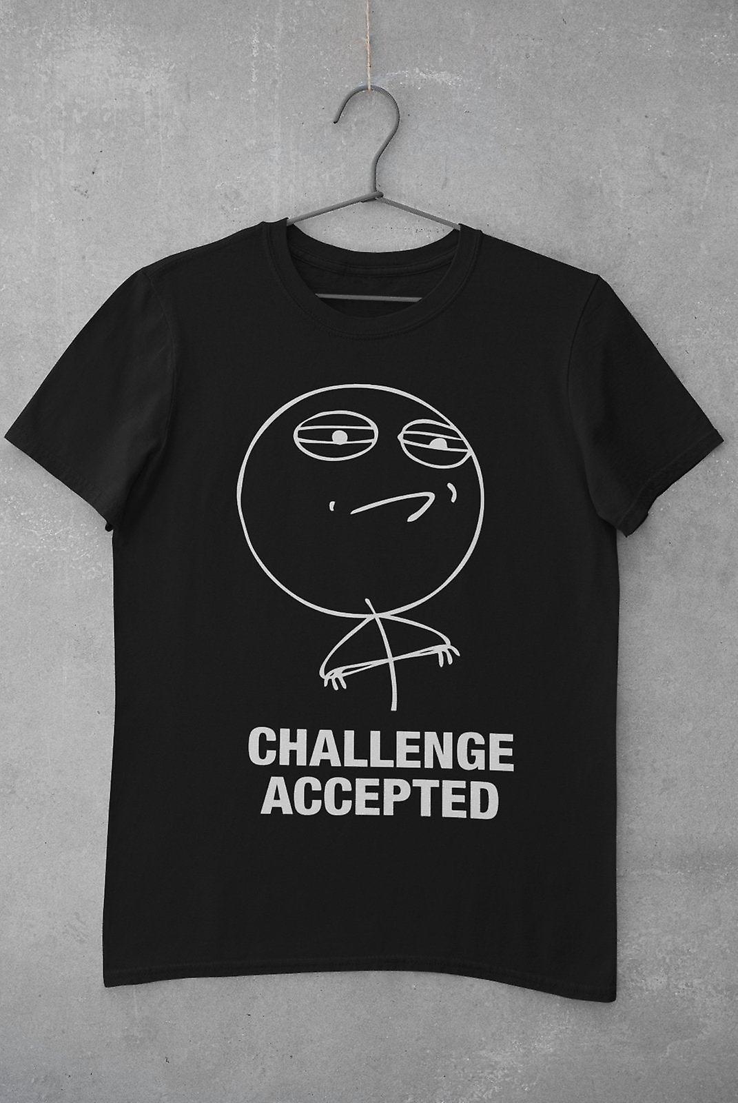 Funny Meme T Shirt Challenge Accepted Novelty Bubble Head Tshirt Joke Gift Idea
