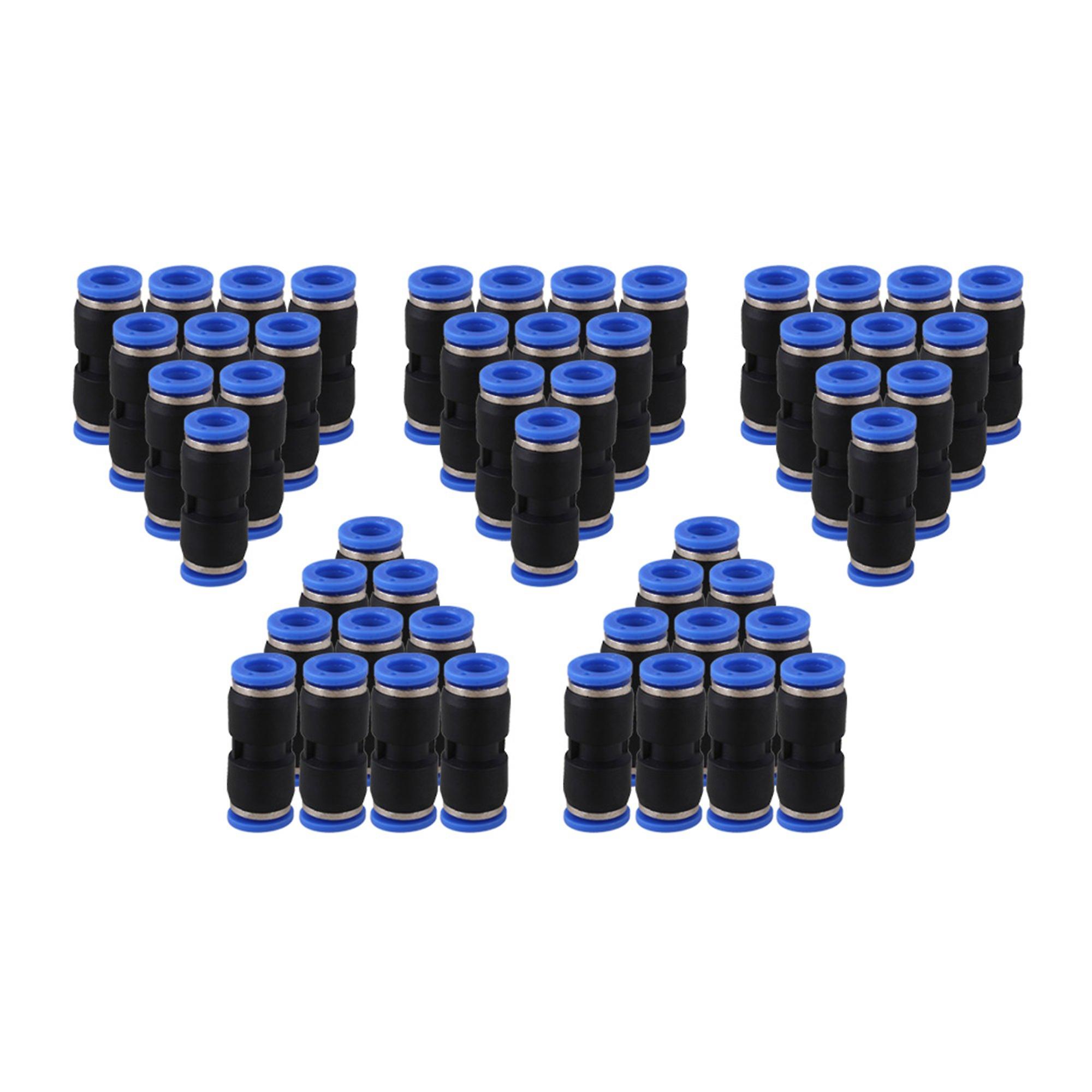 50 x Black 6mm Air Pneumatic Connector Straight Union Quick Connector Jointer