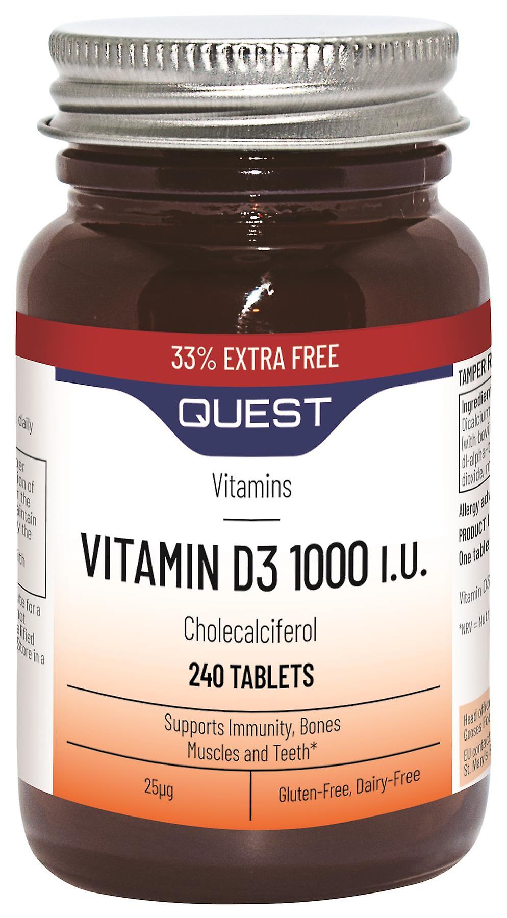 Quest Vitamin D3 1000iu - Immunity & Bone Support - 180 + 60 Tablets