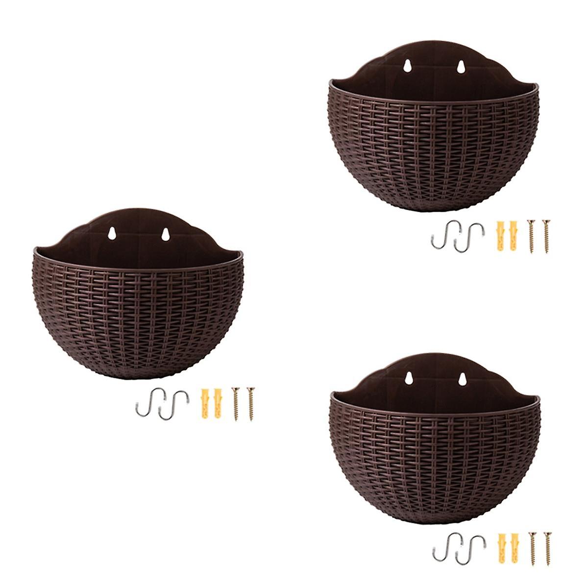 Coffee Wall Flower Pots Wall-Mounted Flower Pots Semi-Circular Fence Flower Pots with Drainage Hook