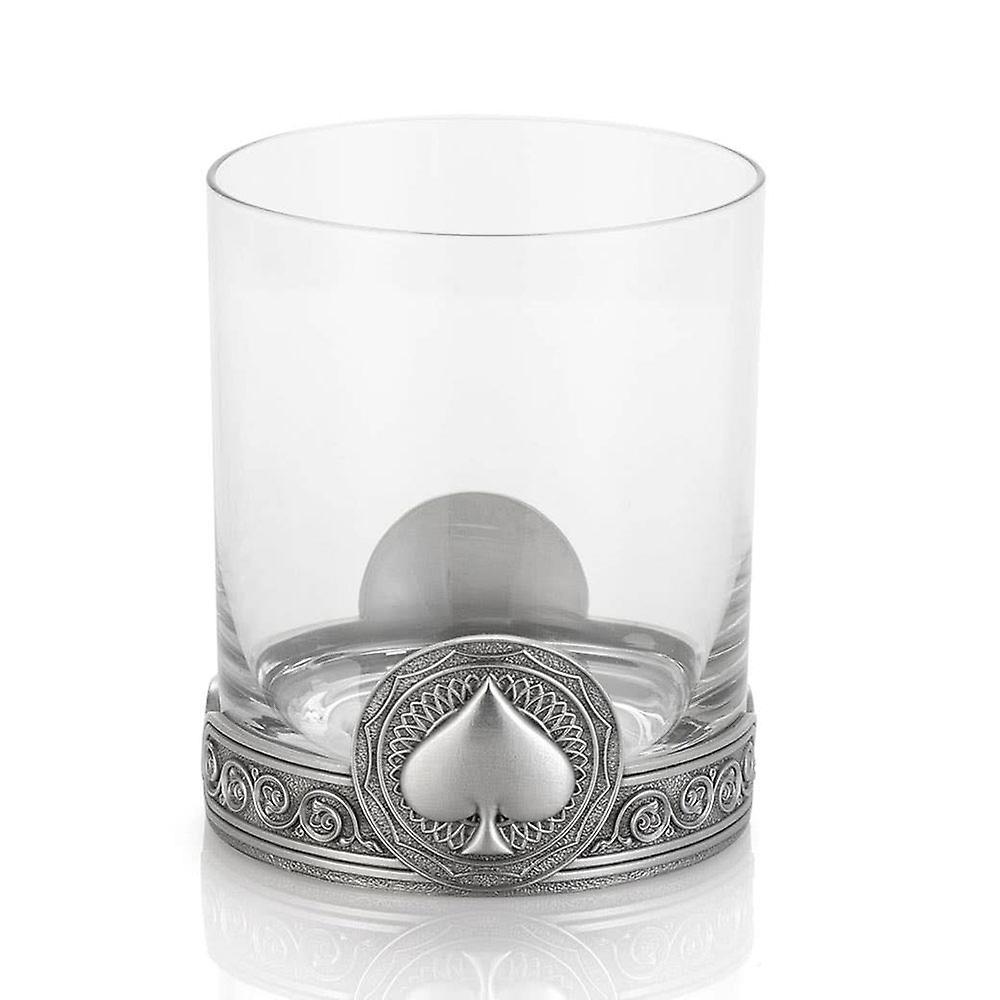 Royal Selangor Quality Ace Collection Pewter Spades Whiskey Tumbler Silver