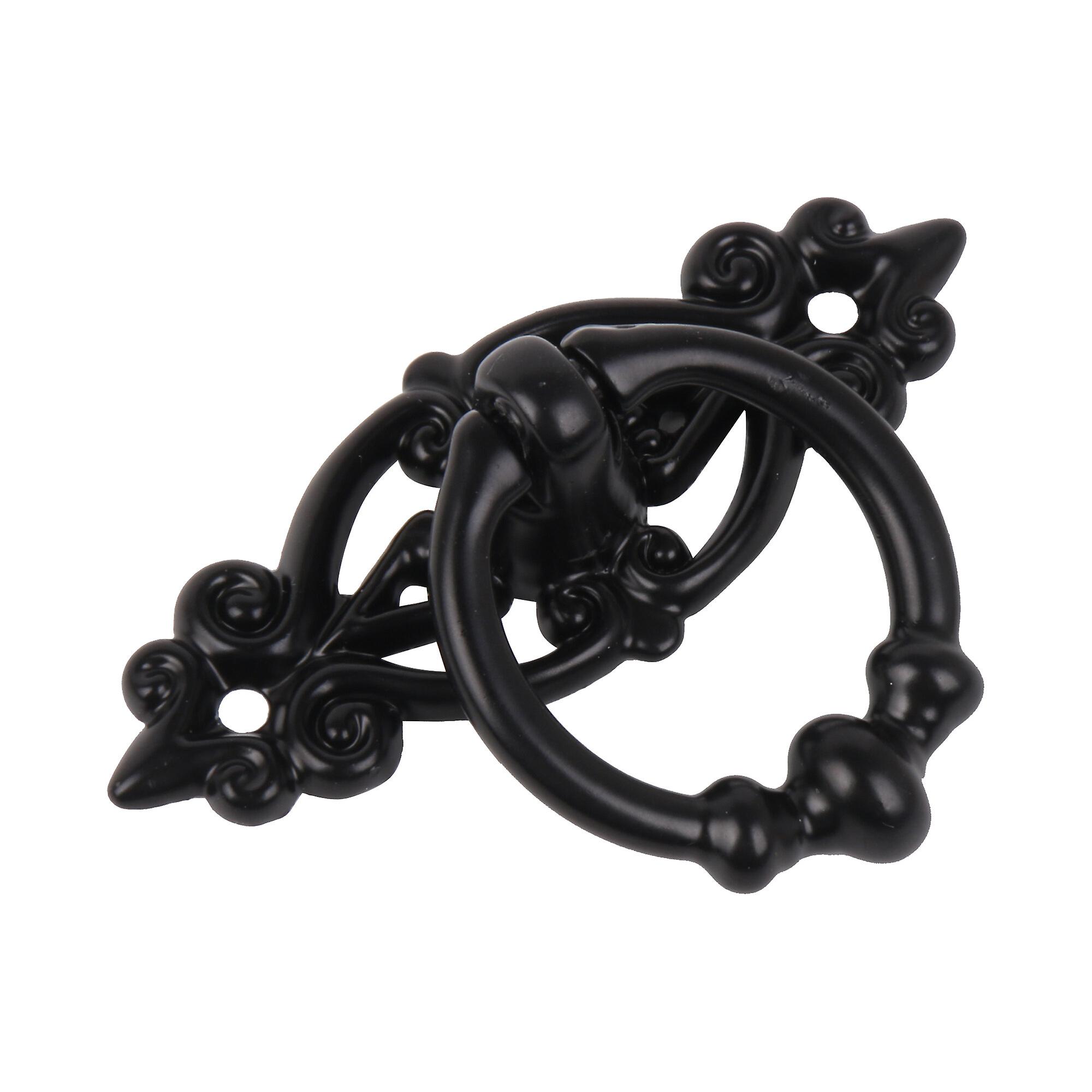 2 Pcs Antique Black Ring Pull Handle for Cupboard Decoration 2.56Inchx1.73Inch
