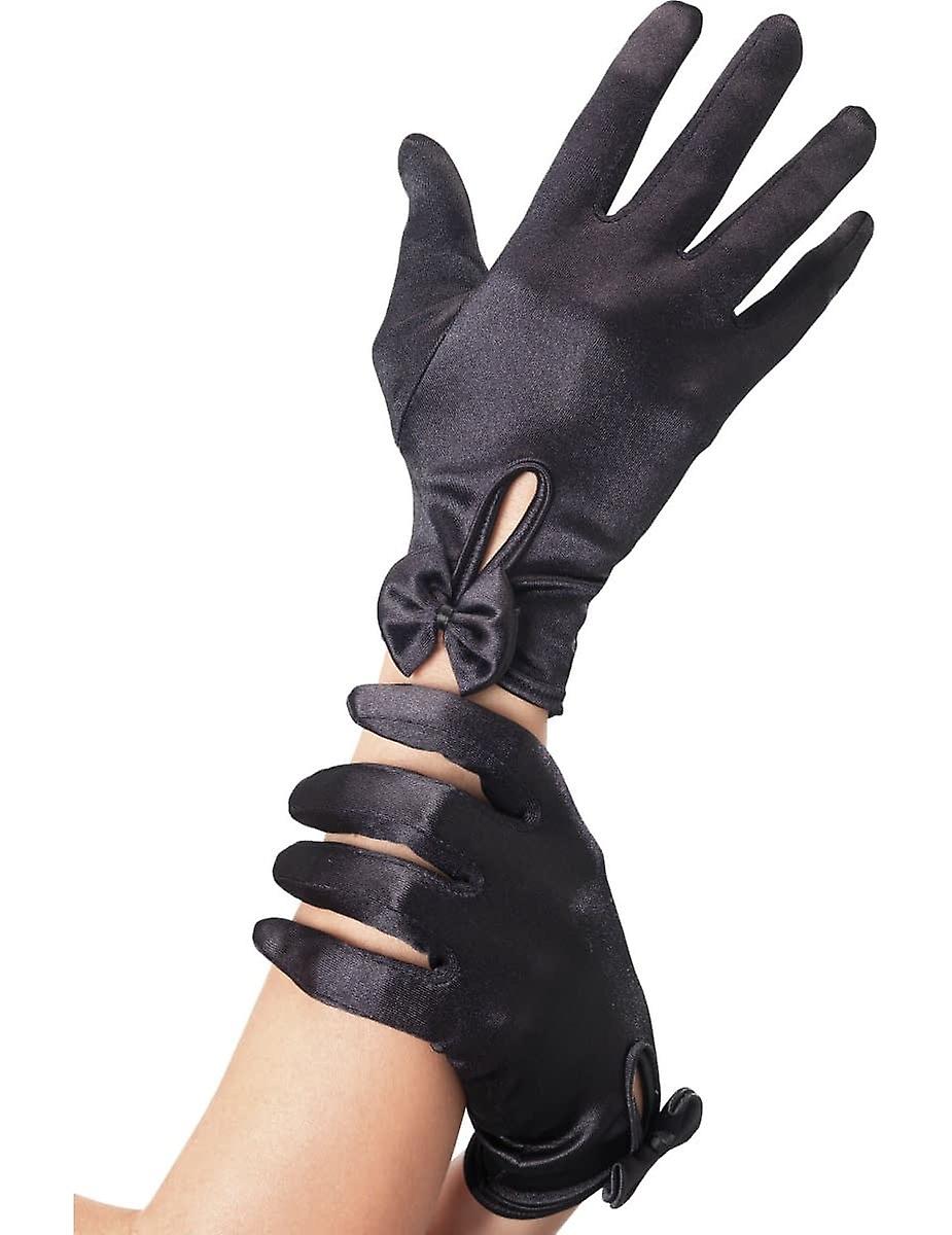 Black short gloves with woman knot