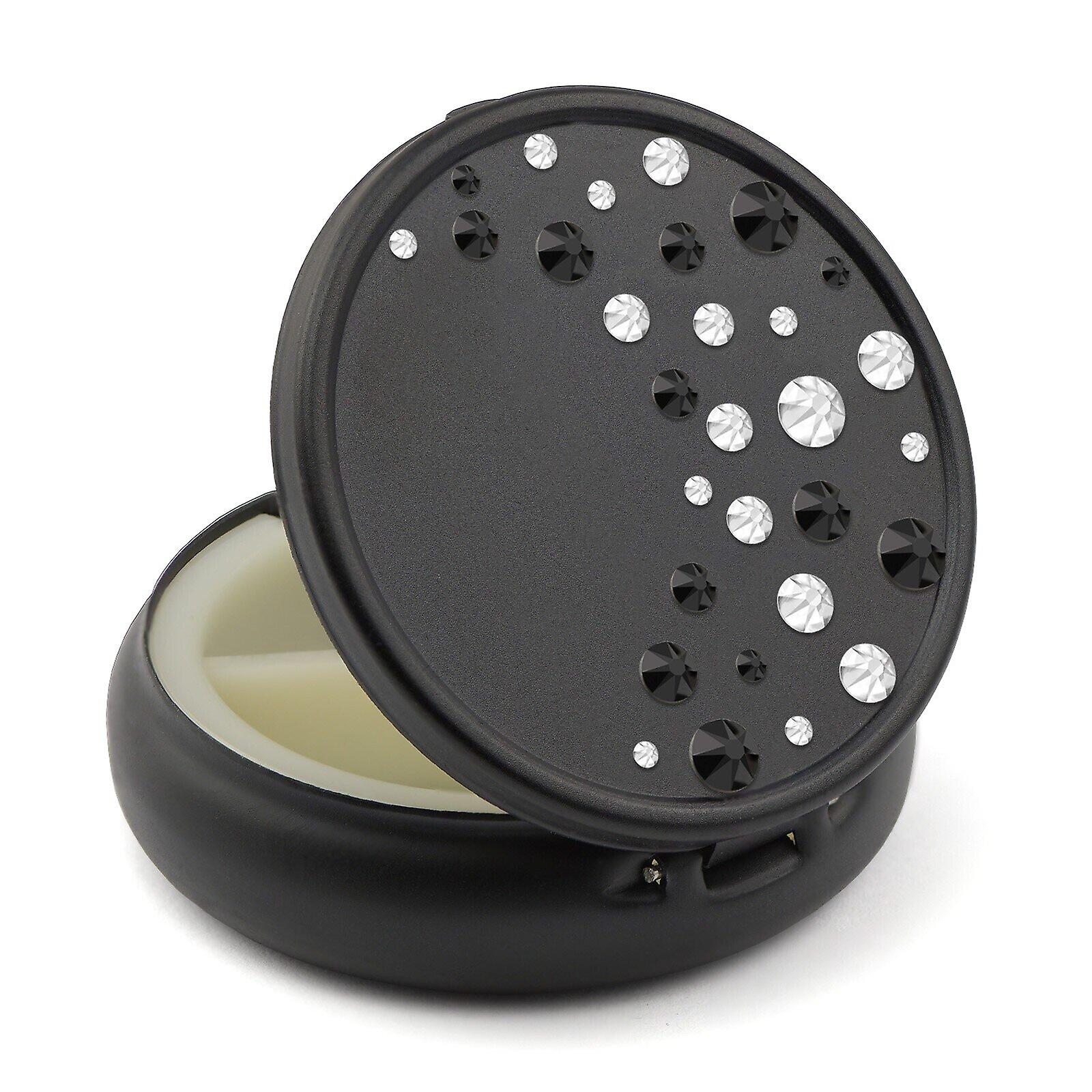 Pill Box in Black Color with Swarovski Crystals Waterfall Design - Jet - Crystal