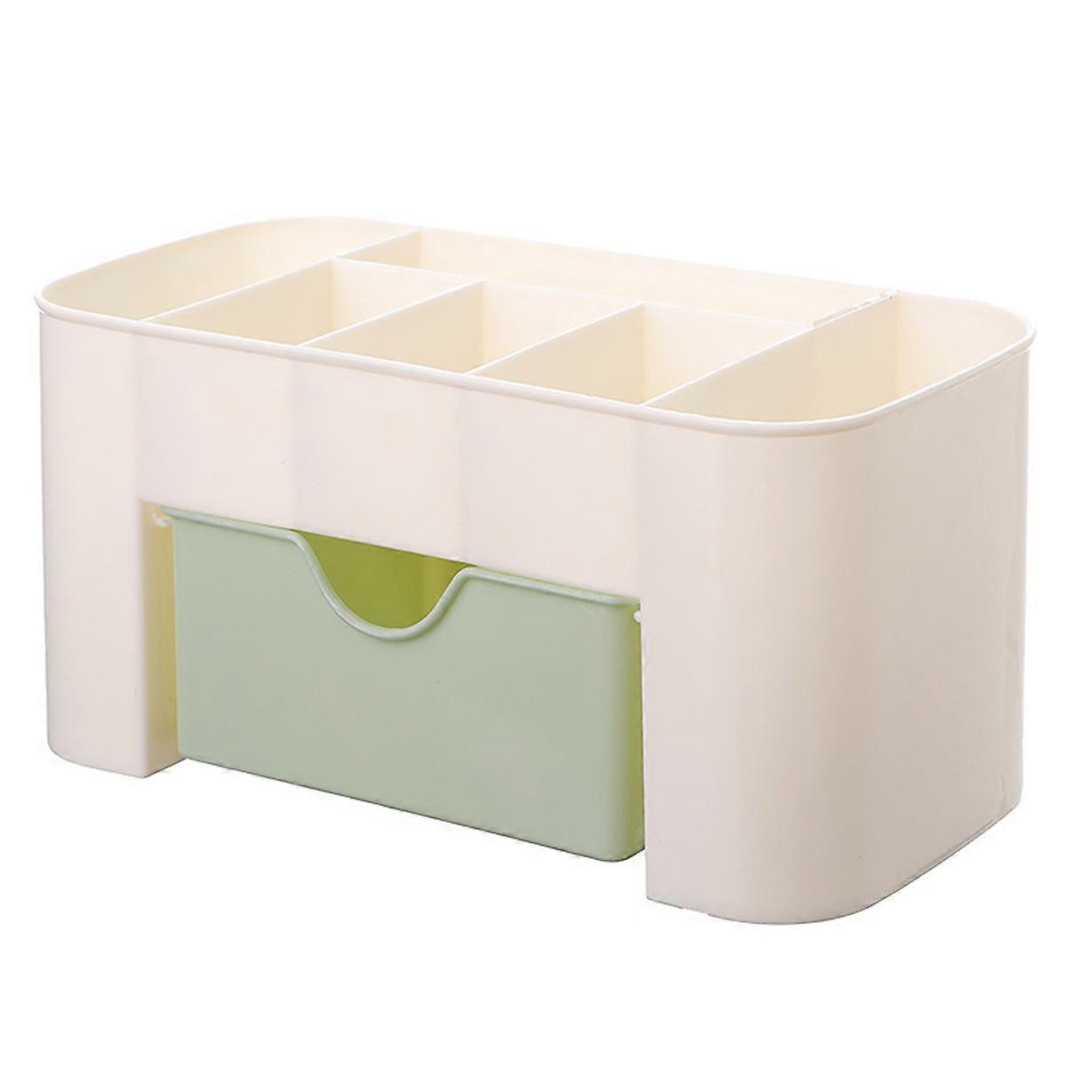 Reusable Durable Anti slip Grids Makeup Cosmetic Box with Drawer(Green)