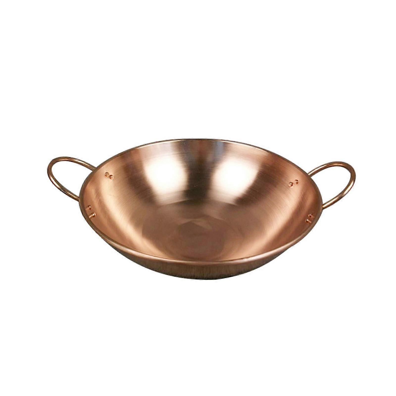Pure Copper Pot without Lid Beautiful Shape Fry Pan Stew Pan Copper Cookware 30cm