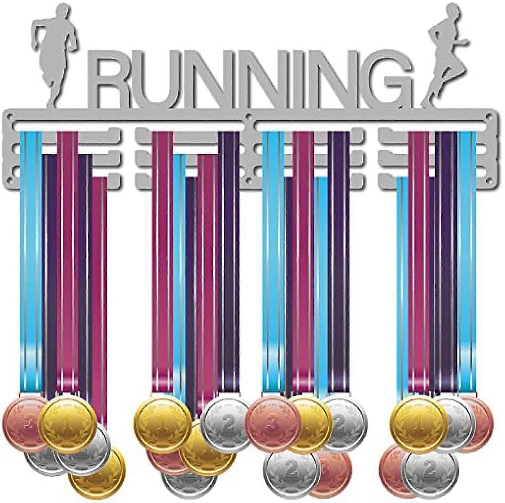 1セットランニングメダルホルダースポーツアスリートメダルハンガーディスプレイスタンドウォールマウントハンガー装飾ホルダー