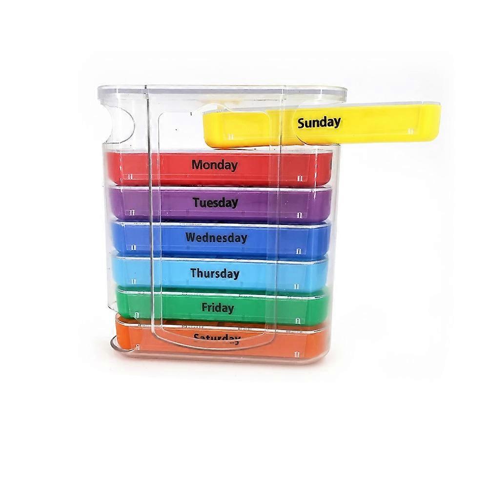 Weekly pill organizer, four times a day, 1 dispenser with stackable am/pm compartments