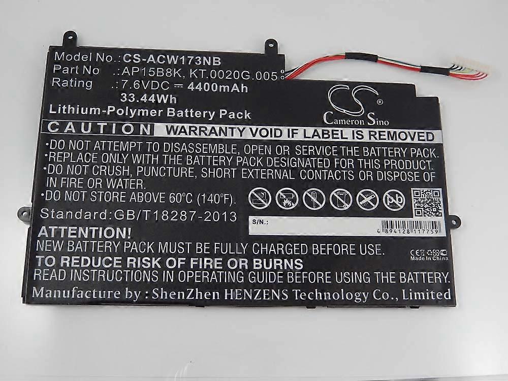 vhbw Batterij compatibel met Acer Aspire Switch 11, SW5-173, SW5-173-632W, Switch 11 SW5-171, Switch 11 SW5-173P Notebook (4400 mAh, 7,6 V, Li-Polymer)