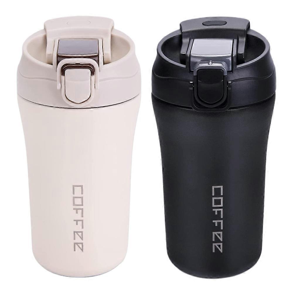 2 szigetelt csésze vízálló 400 ml-es termosz kávé-tea-ital szigetelt csészék, autós csészék fedéllel és szívószállal, újrafelhasználható kávétermosz csészék, forró utazás 