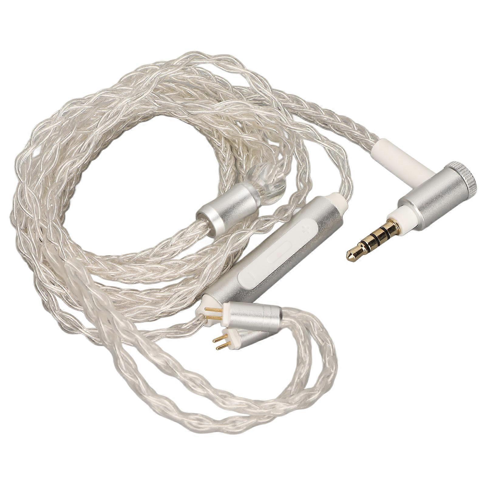 Earphone Upgrade Cable Replacement 8 Core Silver Plated 2 Pin Headphone Wire with Mic for KZ C10 C16 AS10 ZS4 ZS3 ZS5