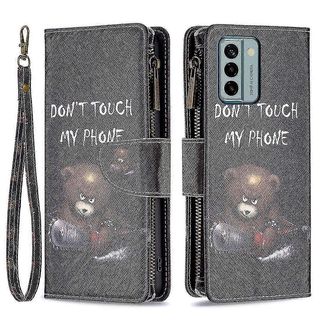 For Nokia G22 Bf03 Zipper Pocket Leather Phone Case Pattern Printing Wallet Folding Stand Cover