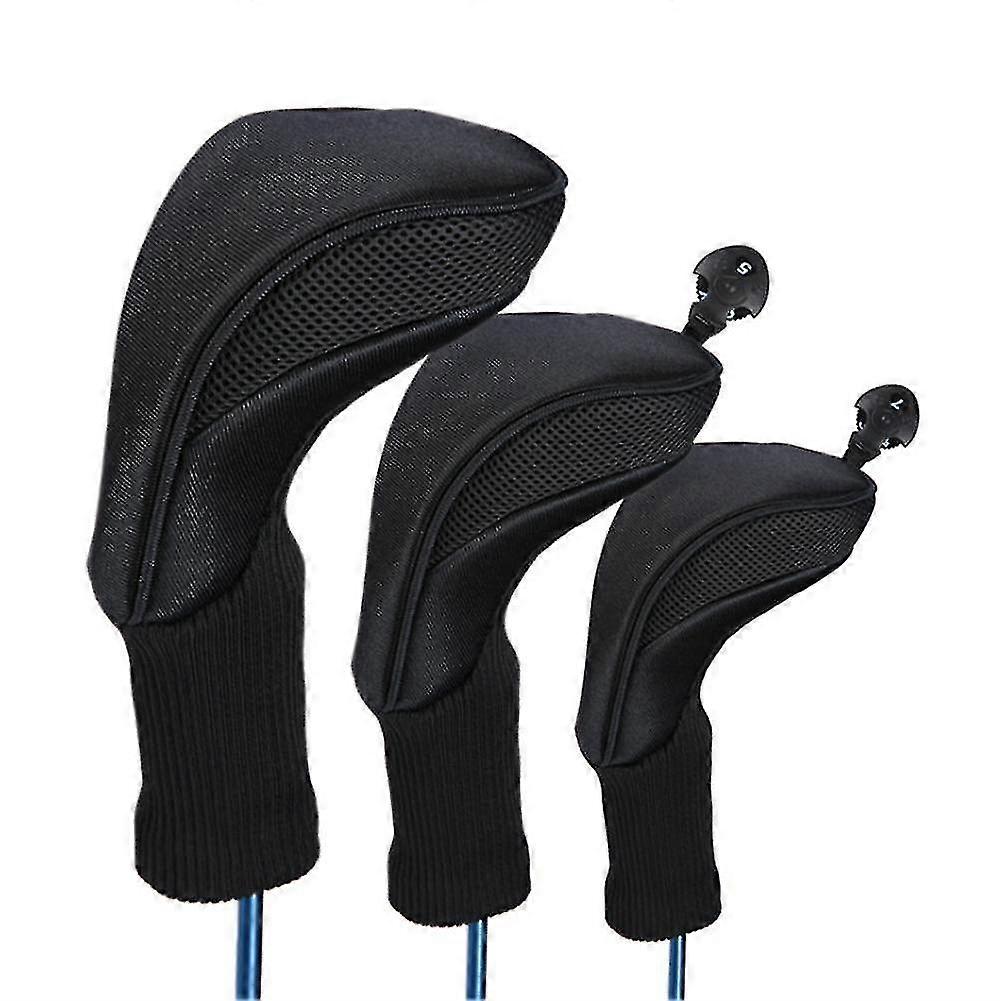 3pcs نادي الغولف رئيس يغطي لفيرواي وودز سائق الهجينة, لونغ الرقبة شبكة نادي الغولف Headcovers تعيين