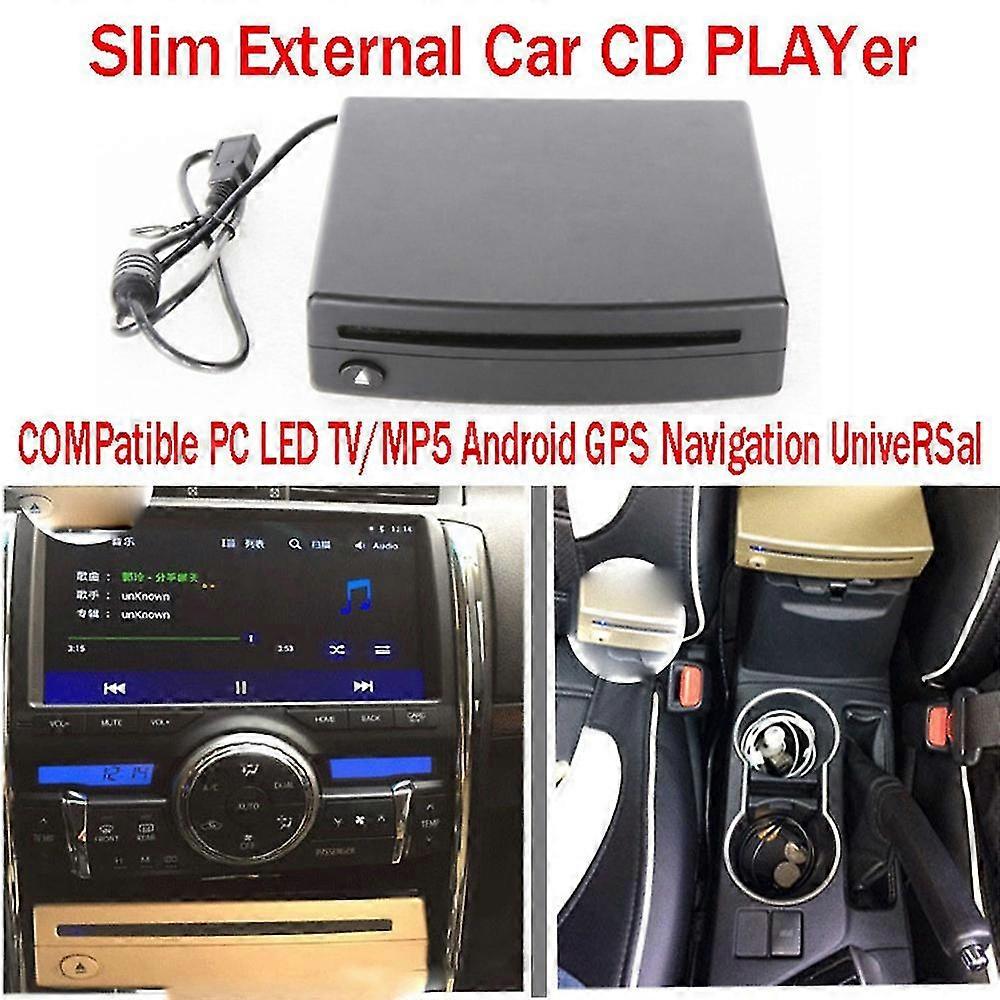 slim external car cd player compatible pc led tv/mp5 android