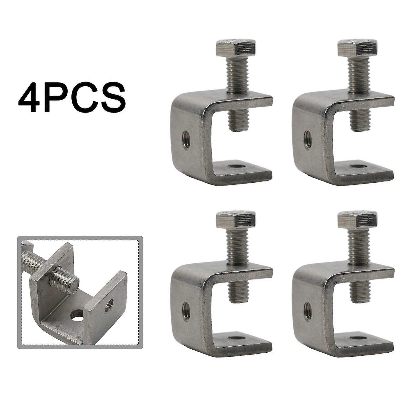 1/2/4pcs C-clamp Steel Pipe Square Clamp Pull Ring Adjustable Fixed Holder Clip Multi-function Hardware Fasteners