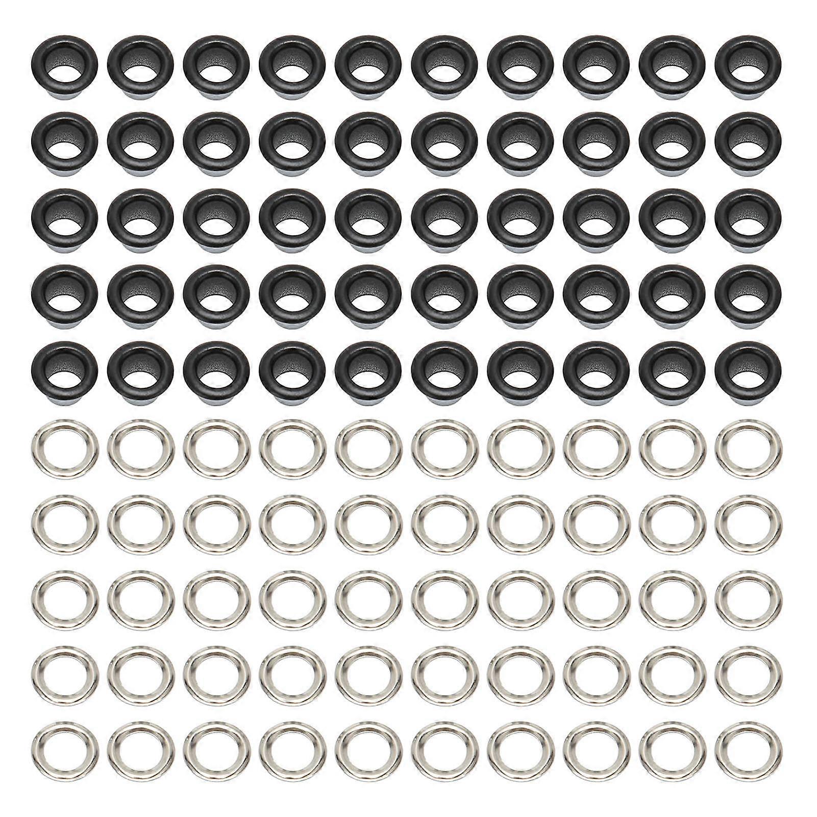 500 Sets Grommet Kit 6mm Round Copper Exquisite Easy to Use Multi Purpose Eyelet Kit for Repair Decoration DIY Matte Black