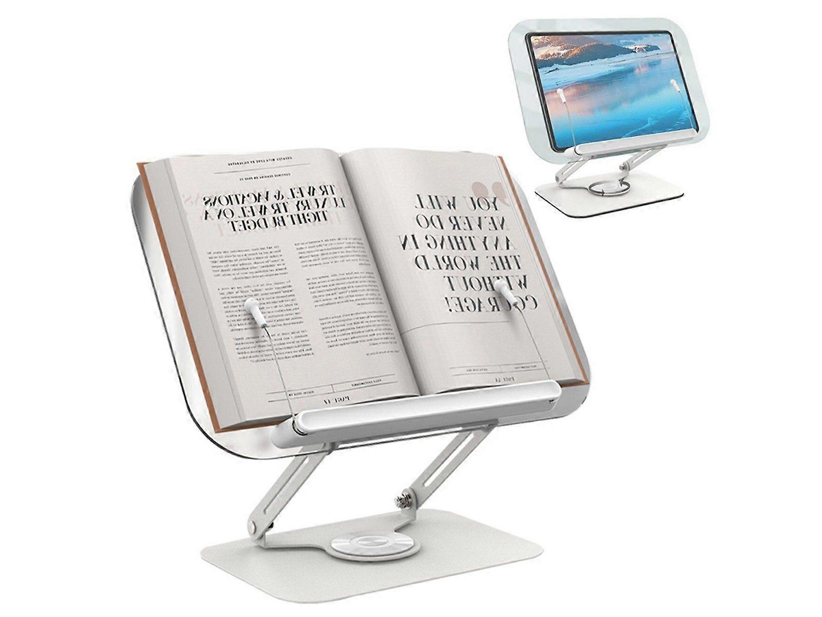 Adjustable Book Stand for Reading Foldable Holder with 360 Degree Rotating Base