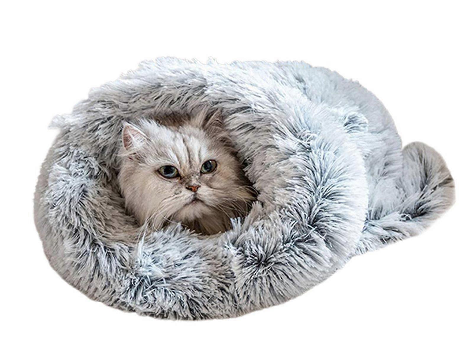 Winter Plush Pet Sleeping Bag Grey