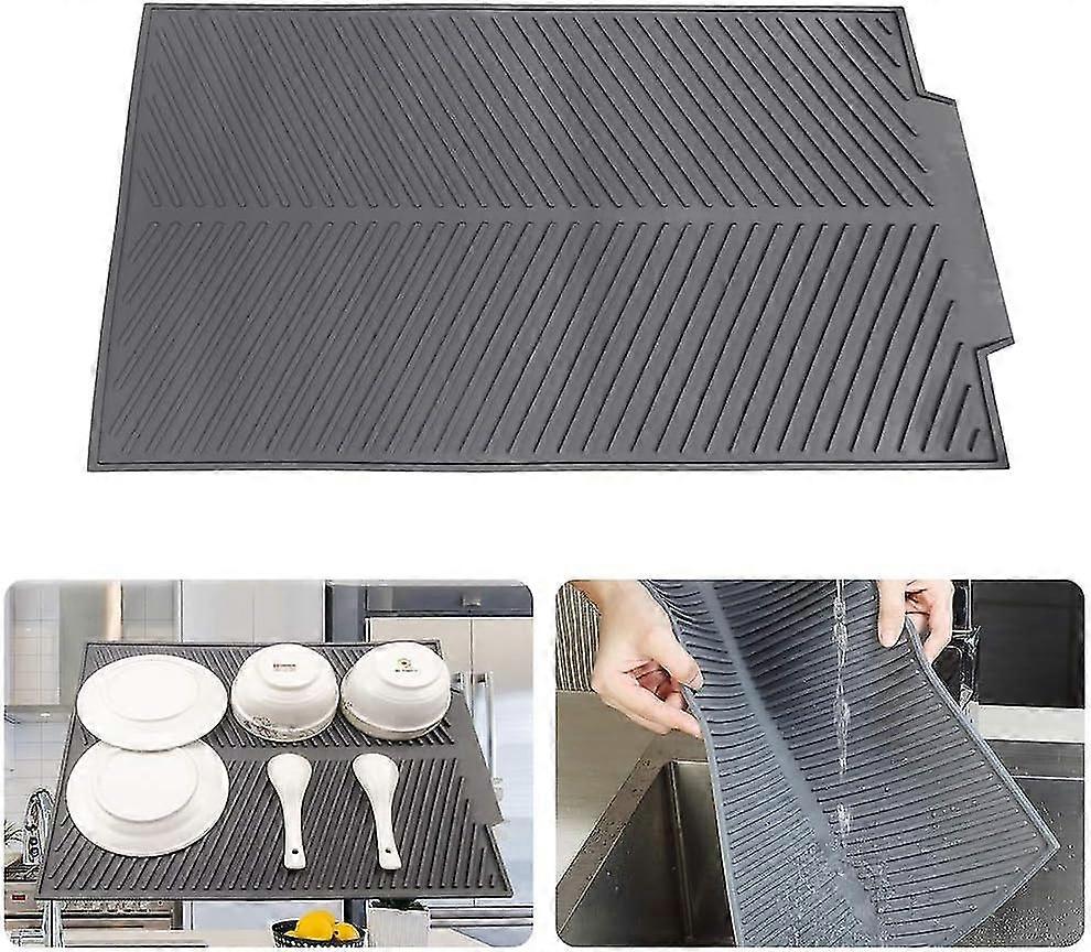 Folding Draining Mat, 43x33cm Silic Draining Board Mats Dish Mat For Kit
