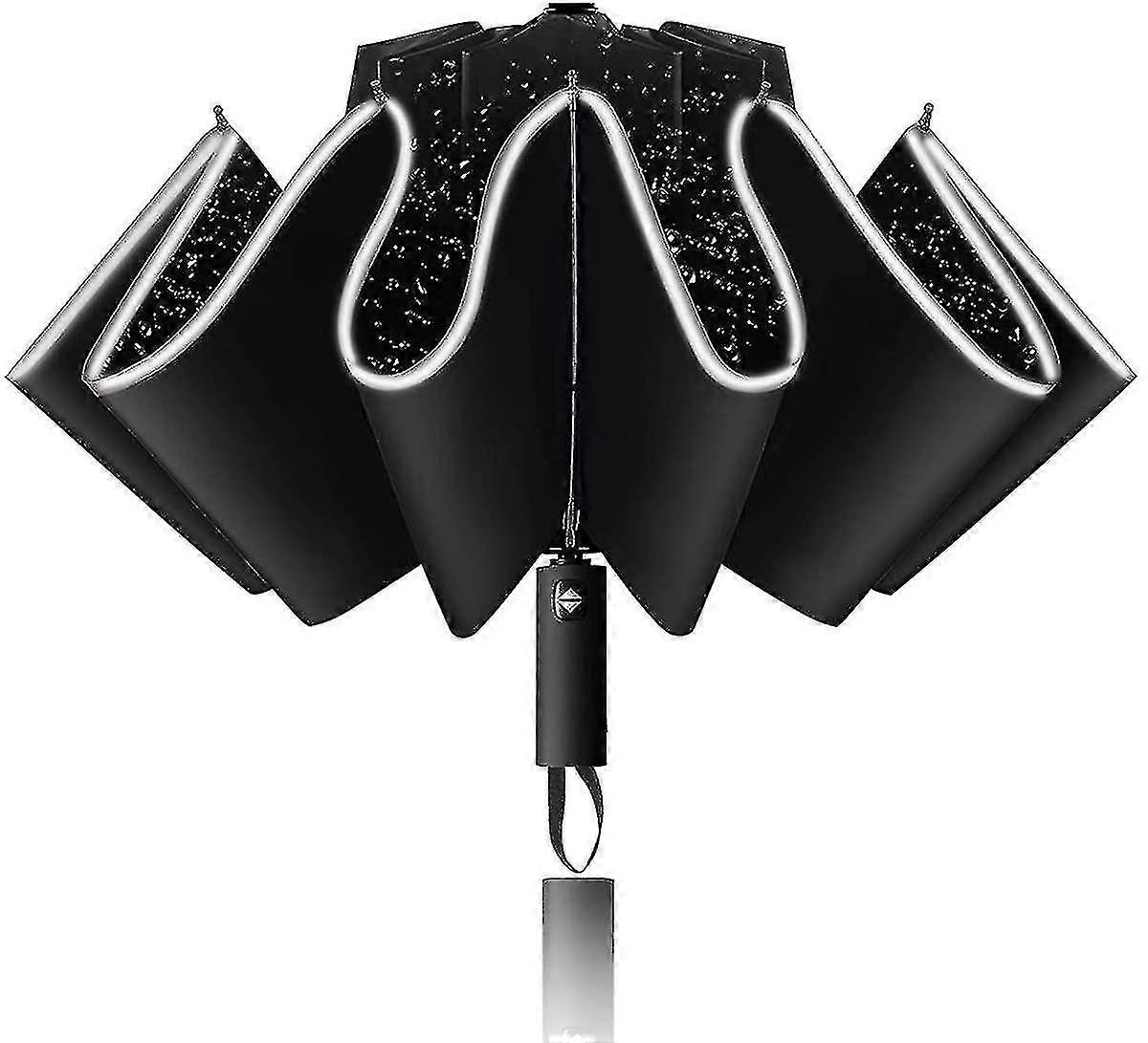 Inverted Umbrella Windproof Compact Reverse Folding Umbrella With Reflective