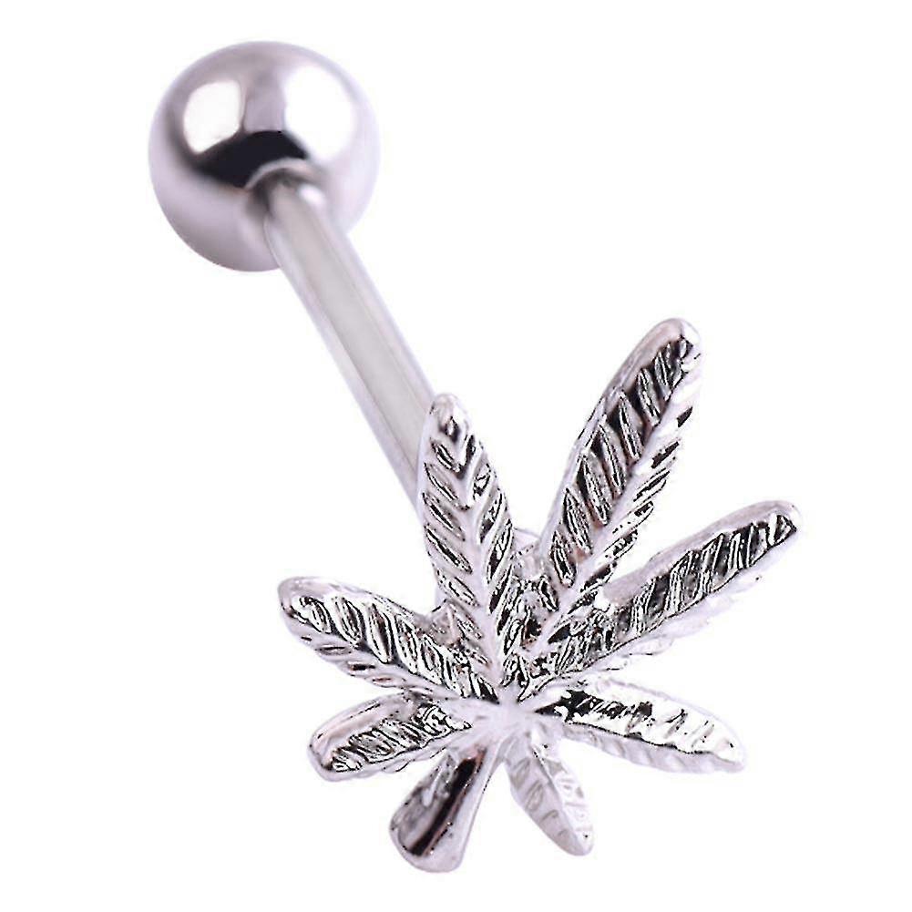 Yaju Stainless Steel Leaf Tongue Piercing Rings Tongue Ring Body Jewelry(2 Pcs, Silver)