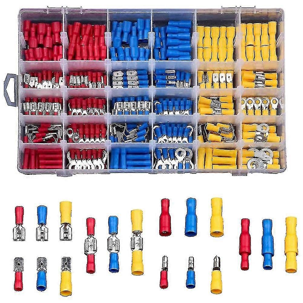 480pcs Spade Terminals Insulated Cable Connector Electrical Wire Crimp Butt Ring Fork Set Ring Lugs