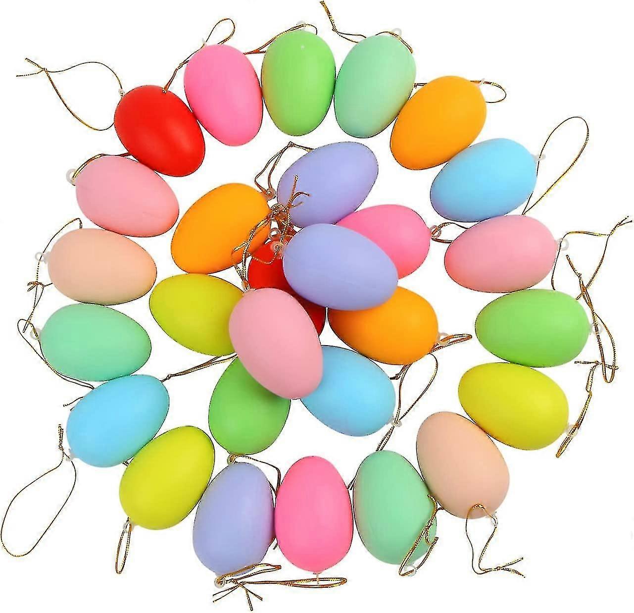 Plastic Easter Eggs, 30 Pieces Colorful Easter Egg Hanging Ornaments For Easter Tree Decoration
