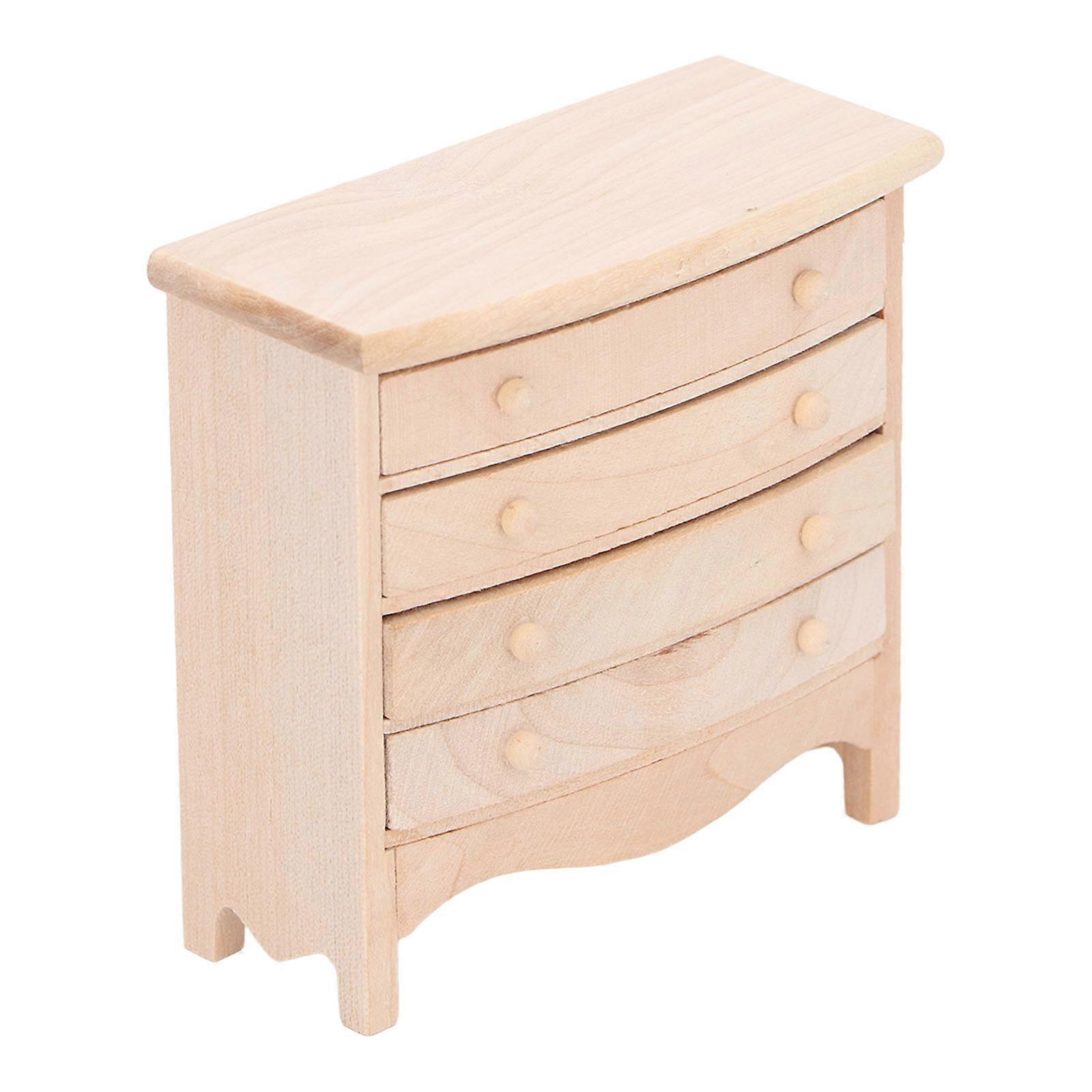 1 : 12 Dollhouse Drawer Cabinet Wooden Miniature Cabinet Model Lifelike Hand Made Dollhouse Bedside Table