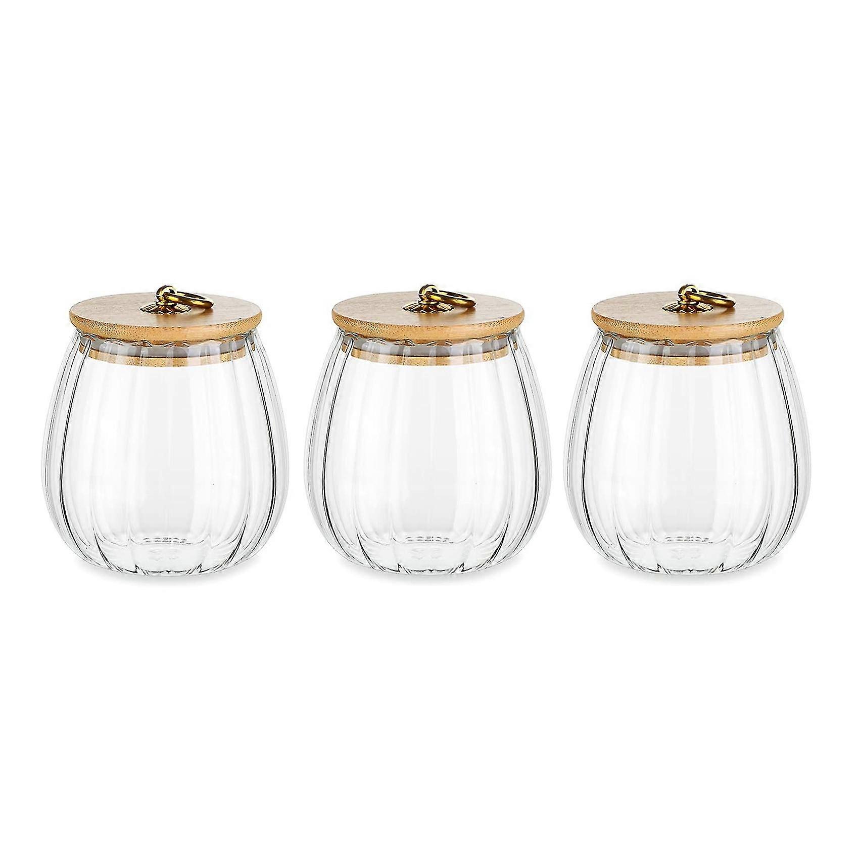 Striped Glass Jars With Lids Spices Storage Container Transparent Sealed Tea Cans Cereal Dispenser