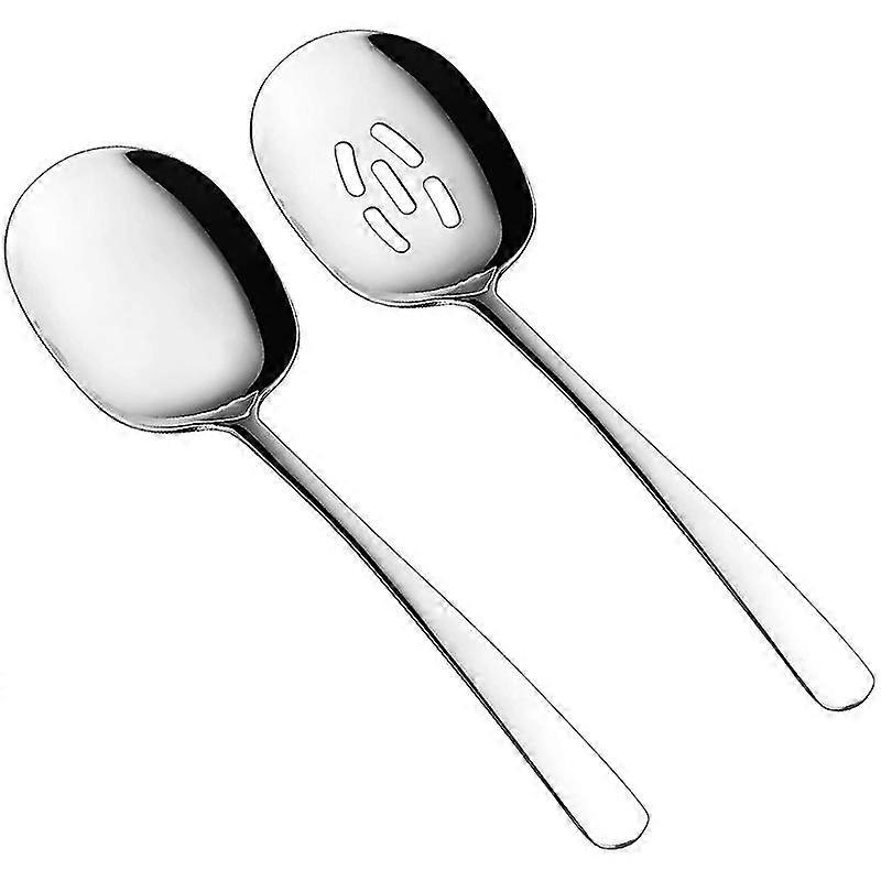 Serving Spoons Set, 10 Inch Slotted Spoon And Serving Spoon, Spoons Silverware, Cooking Spoon, Pasta