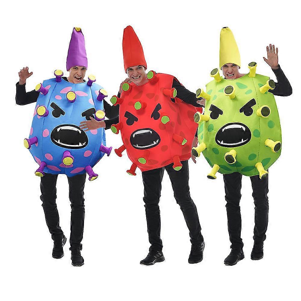 هالوين الأزياء التنكرية فيروس كورونا مضحك حزب زي التنين الأحمر الفاكهة الدعائم المرحلة زي الدعائم