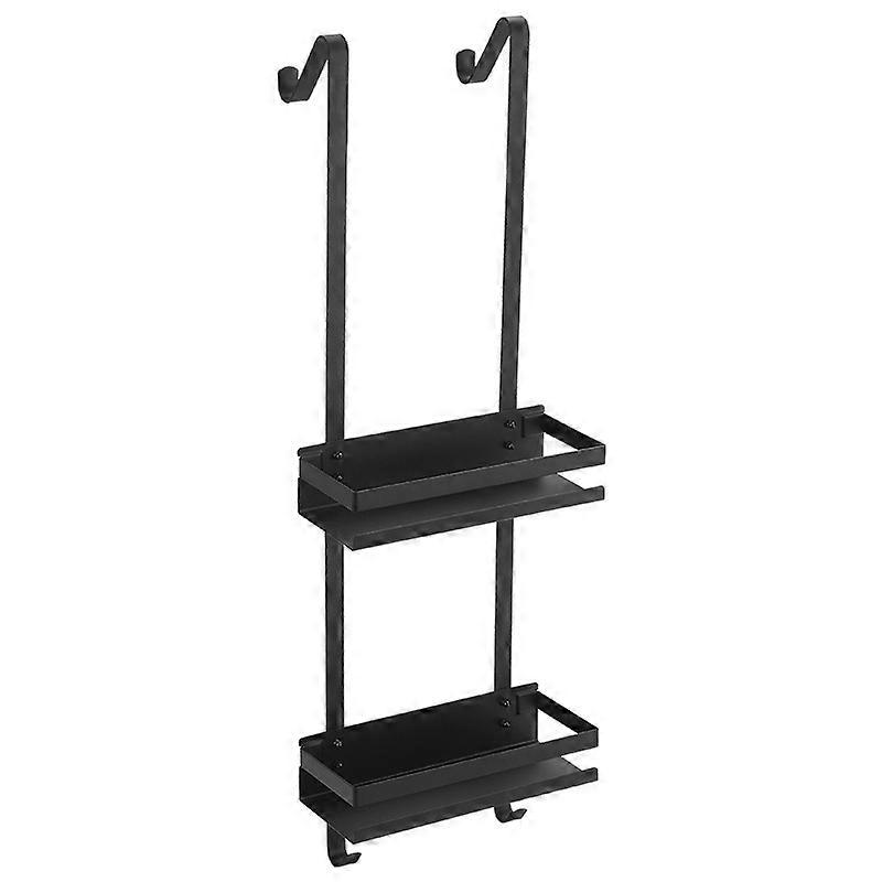 Shower Shelf Hanging Shower Storage Without Drilling Stainless Steel Bathroom and WC Storage with 2 HooksBlack74*25*10.2cm