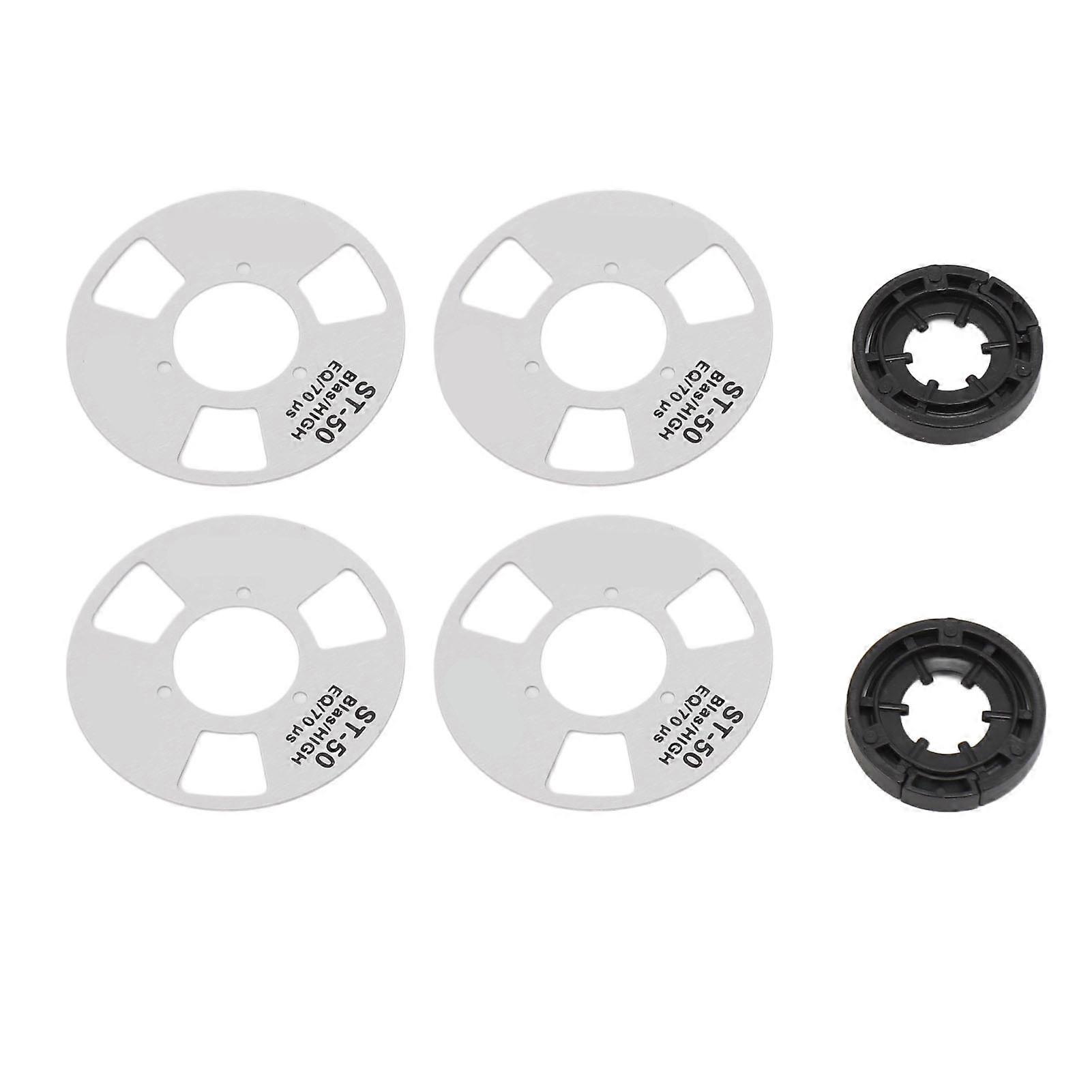 DIY Reel to Reel Cassette Retro Blank Metal Reel Cassette Tape with 4 Reels 2 Wheel for Music Recording Silver
