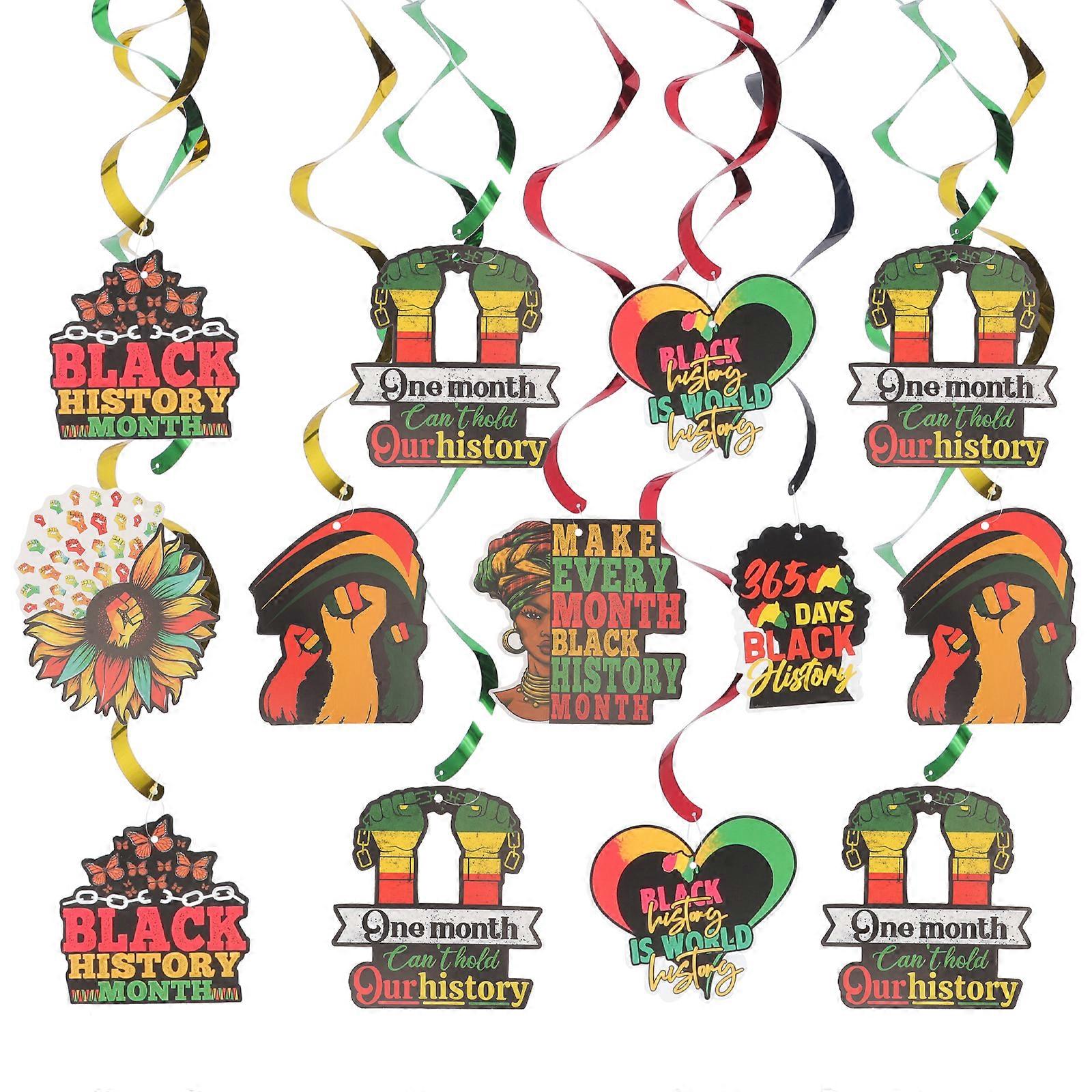 1 bag of Black History Hanging Swirl Decorations Swirl Pendants Party Ornaments Random Style