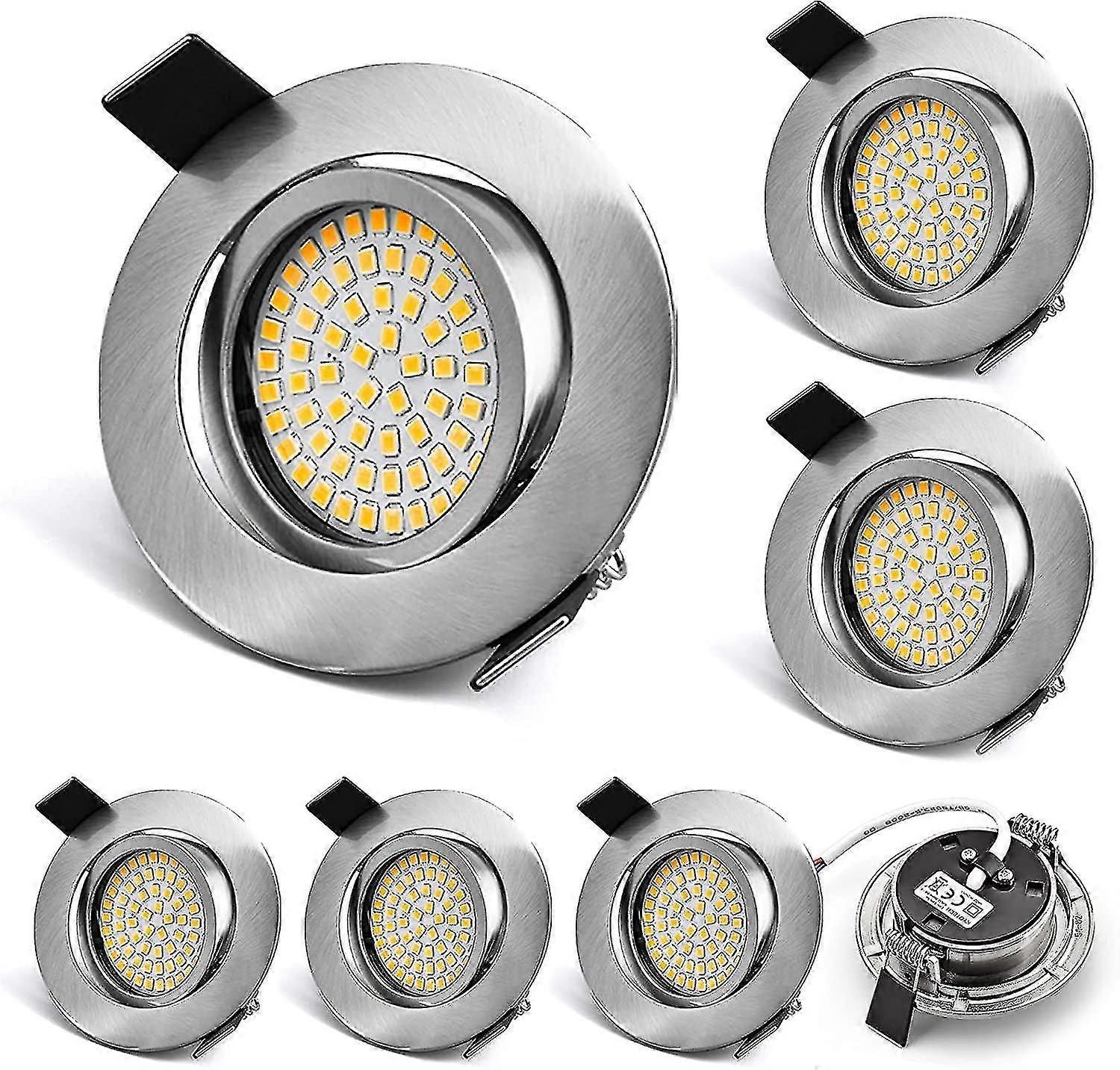 Led Downlights Ultra Flat Set Of 6, 5w 230v Warm White 3000k, 400 Lumens, Ra> 80, Recessed Led Downlights 120 Beam Angle, Ceiling Light For Living Roo