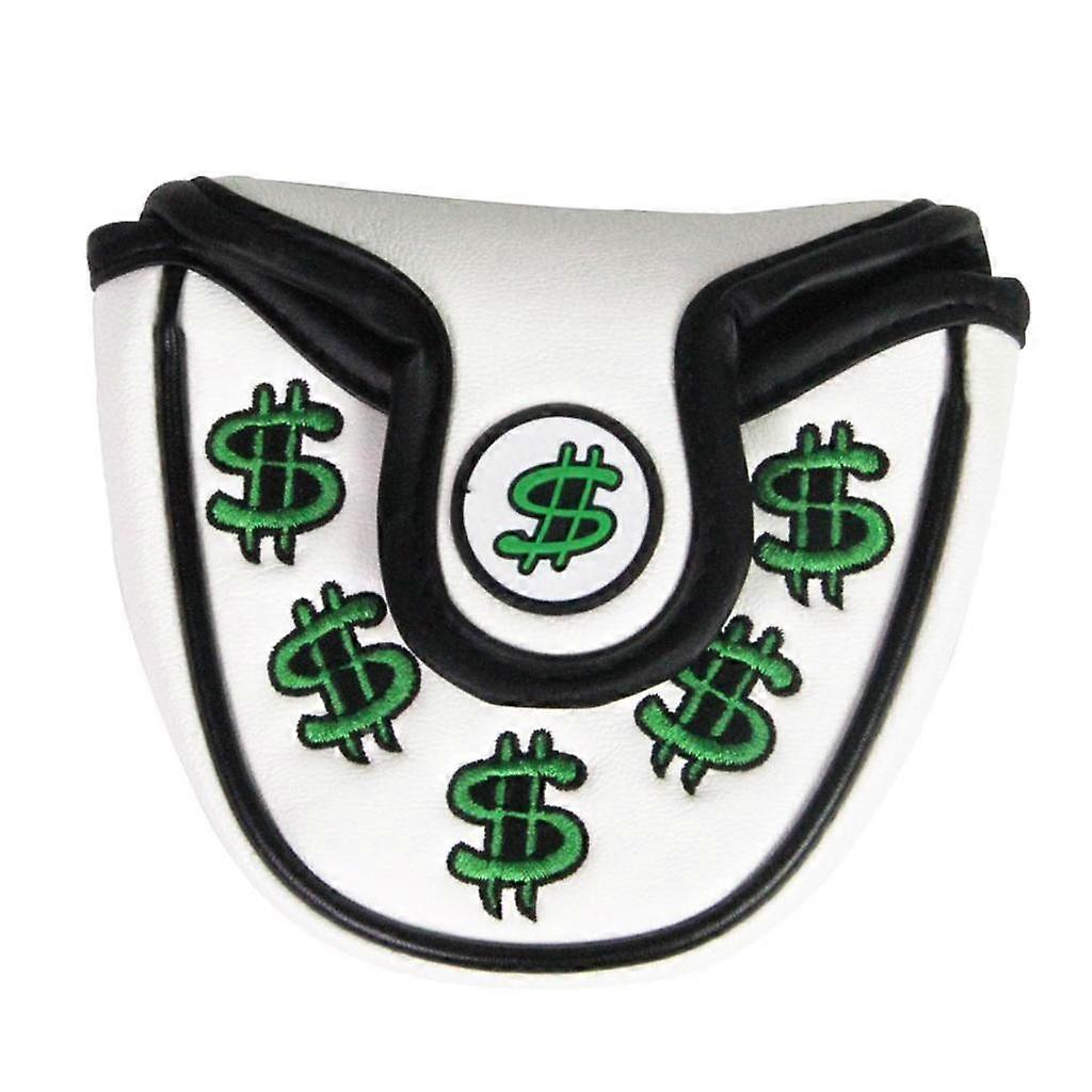 Waterproof PU Golf Mallet Head Cover Putter Protector Guard White + Green