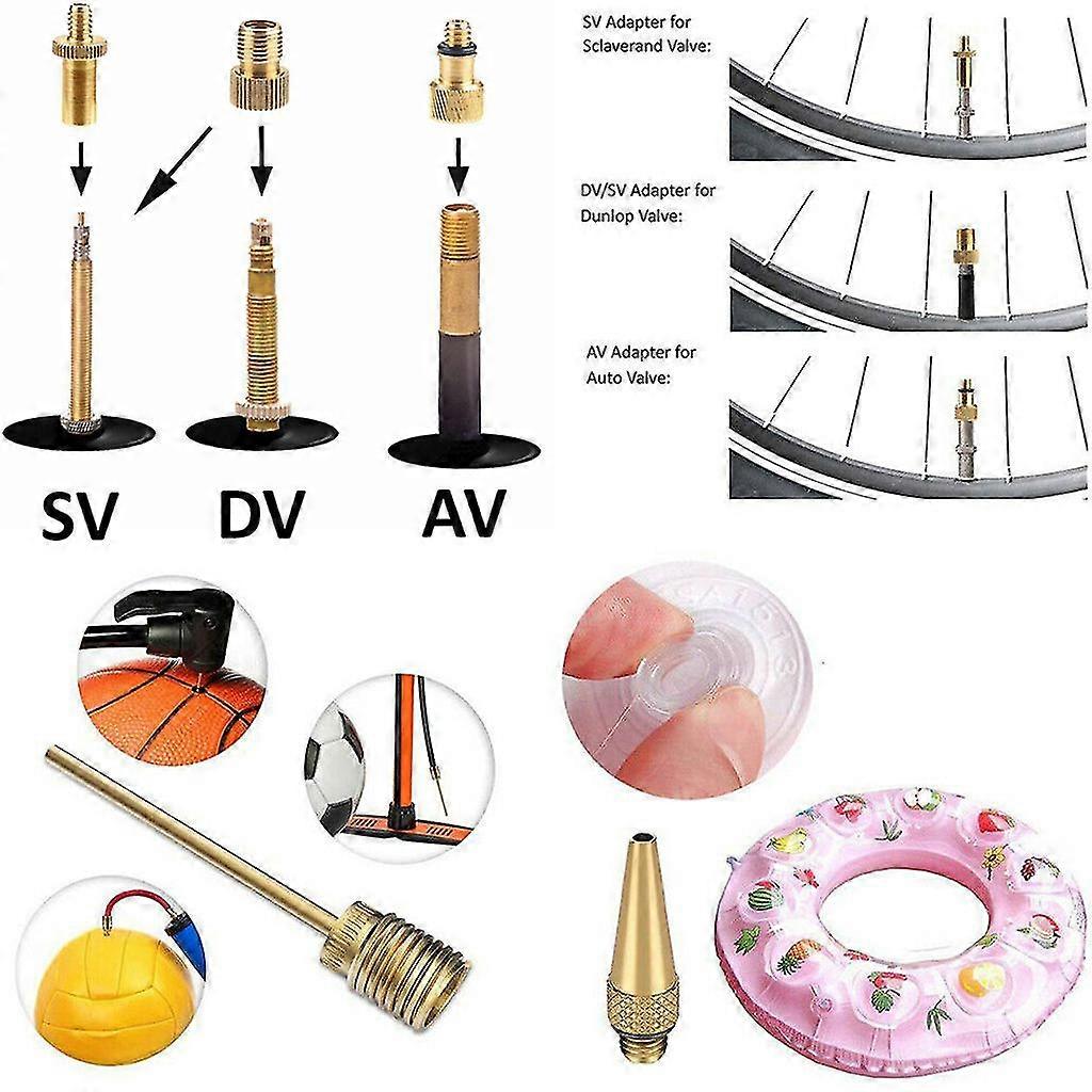 10pcs Valve Adapter Set Bicycle Lightweight Air Pump Standard Size