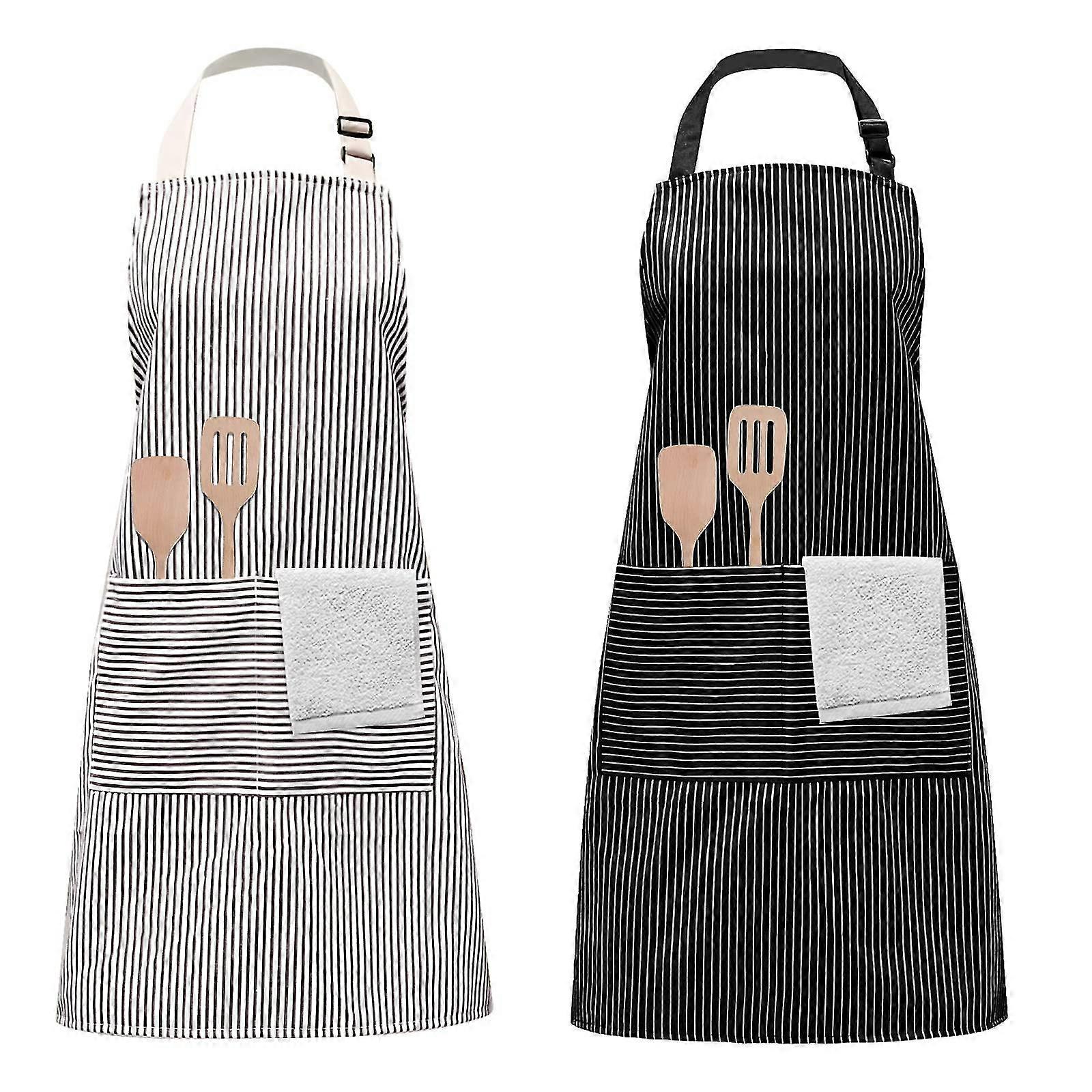 2 Chef Aprons, Aprons With Pockets, Aprons, Cooking Aprons (black, Grey)