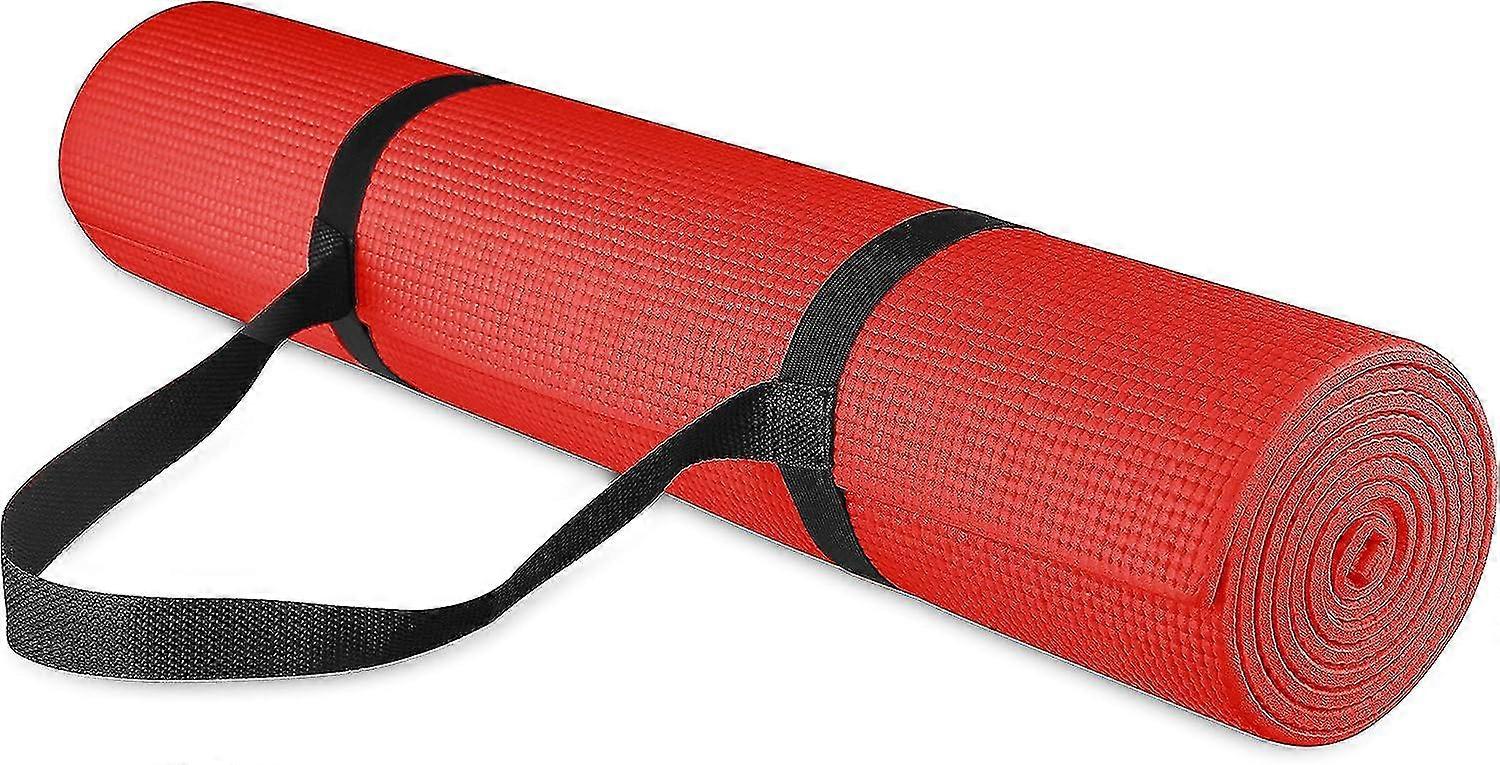 Yoga All-purpose 1/4-inch High Density Anti-tear Exercise Yoga Mat With Carrying Strap Variant Size Value Red