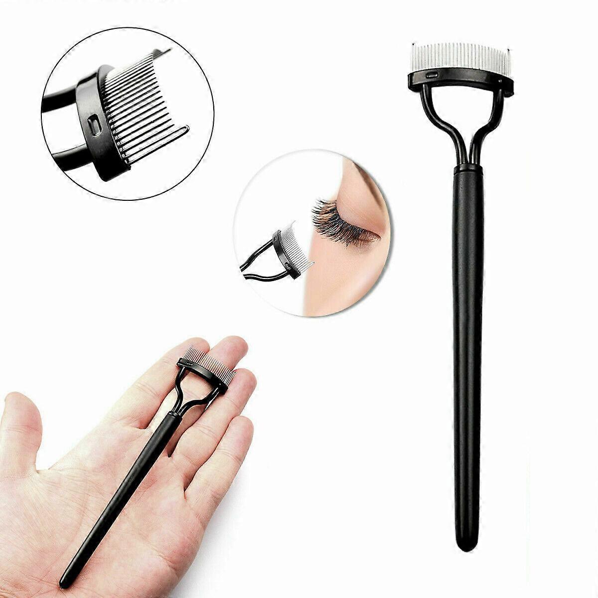 まつげカーラー美容メイクアップまつげセパレーター折りたたみ式メタルまつげブラシコームマスカラカール美容メイクアップコスメツール(ブラック)
