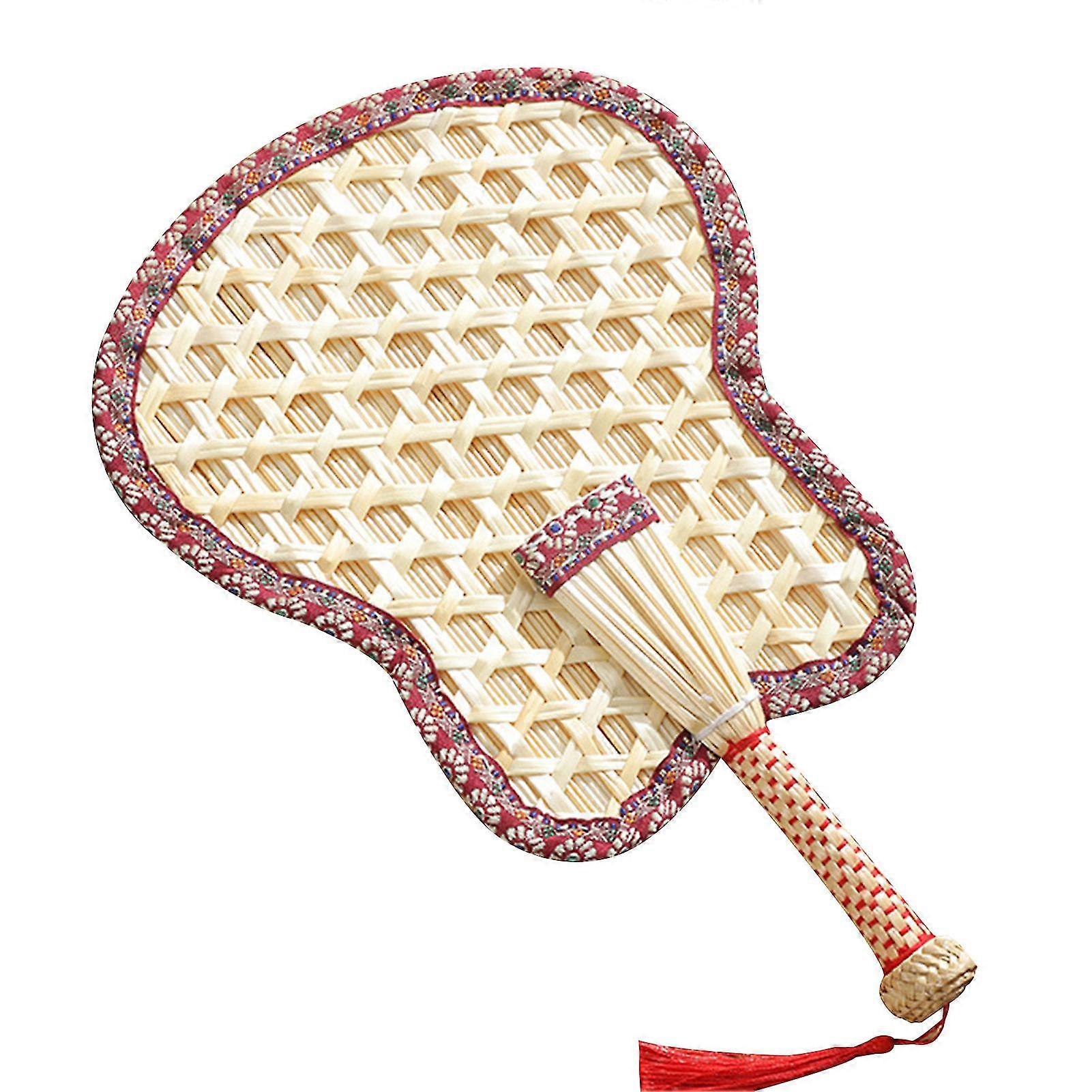 Durable straw tassel pendant fan with ergonomic handle for summer cooling