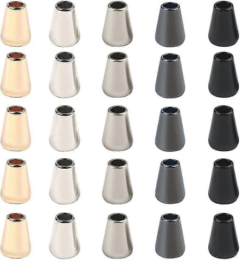 50 قطعة معدن الحبل التوصيل الحبل قفل الحبل قفل الحبل قفل كاب الحبل قفل لسحب الحبل (ذهبي - فضي - مسدس - أسود - برونزي)