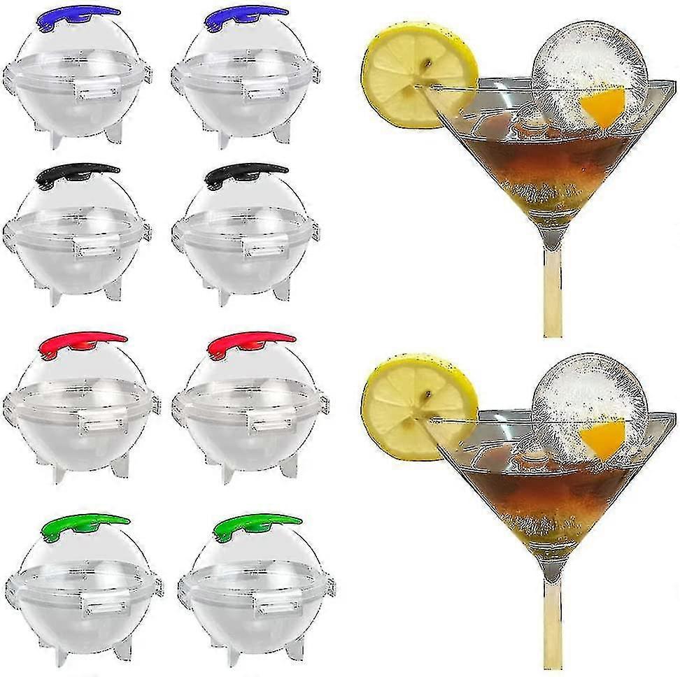 Giant Round Ice Cube, 8 Pieces Ice Ball Cube Shape, Hockey Puck Mold, With Lid