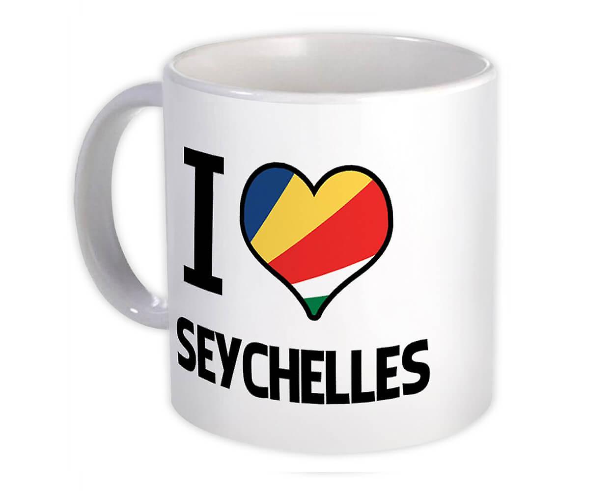 Presentmugg: Jag älskar Seychellernas flagga