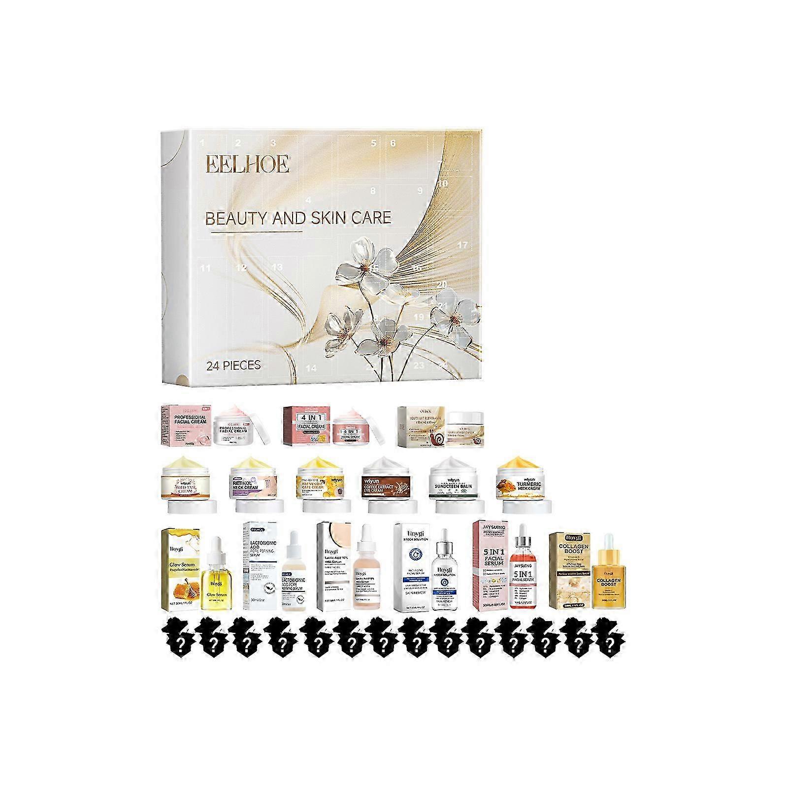 Skincare Advent Calendar 2024,μακιγιάζ Advent Calendar,24 ημέρες ημερολόγιο αντίστροφης μέτρησης ομορφιάς με ενυδατικό σετ ενυδάτωσης περιποίησης δέρματος, δώρο Χριστουγέννων