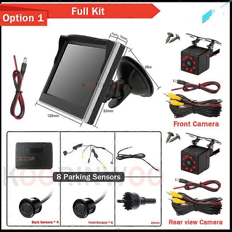 Koorinwoo Full Kit Parktonic 8 Parking Sensors With Car Monitor Sucker Rear view camera Front Form Parking System Adjustable Cam