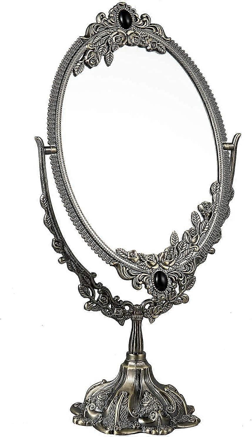 Vintage Makeup Mirror Tabletop Miroir de vanité ovale avec base