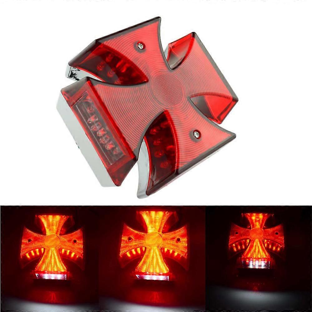 Maltese Cross LED Taillight Brake Rear License Plate Light for Motorcycle Tail Light Kawasaki VN Vulcan Classic Custom 900
